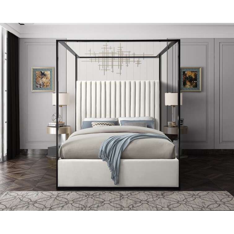 Doyle upholstered canopy deals bed